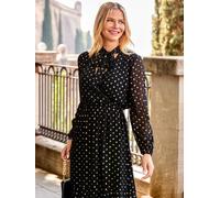Sosandar Sosandar Black Tie Neck Fit And Flare Dress Black EU 44 (UK 16)