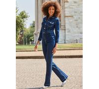 Sosandar Sosandar Blue Petite Western Bootcut Denim Jumpsuit