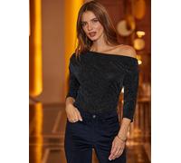 Sosandar Sosandar Blue Shimmering Off The Shoulder Top