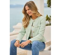 Sosandar Sosandar Boucle Collarless Jacket With Silver Button Detail vert FR 50 (EU 48)