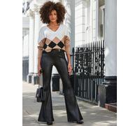 Sosandar Sosandar Button Detail Flared Faux Leather Trousers Noir FR 46 (EU 44)
