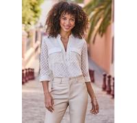 Sosandar Sosandar Chevron Print Textured Zip Front Tunic Top naturel FR 44 (EU 42)