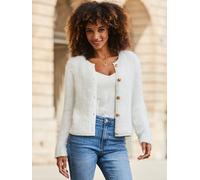 Sosandar Sosandar Cream Super Soft Fluffy Knit Cardigan