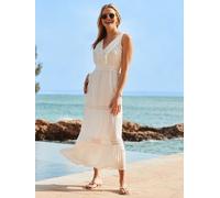 Sosandar Sosandar Crochet Trim Fit & Flare Summer Dress pâle FR 40 (EU 38)