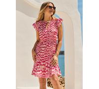 sosandar Sosandar Fleck Print Plisse Shift Dress Rose FR 46 (EU 44)