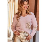 sosandar Sosandar Fluffy Knit Sequin Snowflake Jumper Rose M (FR 42-44)