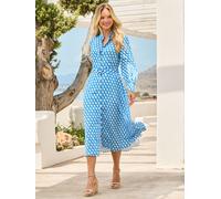Sosandar Sosandar Geometric Print Belted Jacquard Shirt Dress bleu FR 48 (EU 46)