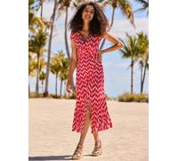 Sosandar Sosandar Geometric Print Twist Front Midi Dress Rose FR 42 (EU 40)