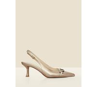 Sosandar Sosandar Gold Leather Chain Detail Slingback Court Shoes Gold EU 39 (UK 6)