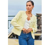 Sosandar Sosandar Green Boucle Jacket With Embellished Buttons