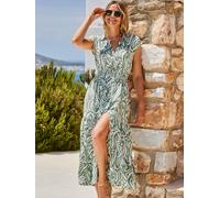 Sosandar Sosandar Green Tie Waist Tiered Hem Midi Dress Green EU 48 (UK 20)