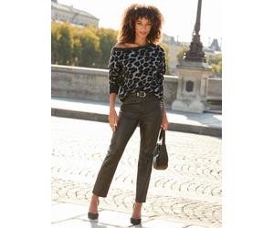 Sosandar Sosandar Grey Animal Print Off The Shoulder Jumper