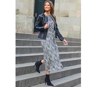 Sosandar Sosandar Grey Animal Print Tie Side Midi Dress Grey 12