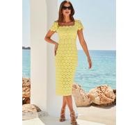 Sosandar Sosandar Lace Square Neck Pencil Dress jaune FR 48 (EU 46)