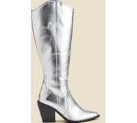 Sosandar Sosandar Leather Knee High Western Boots argenté EU 39 (UK 6)