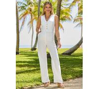 Sosandar Sosandar Linen Blend Belted Sleeveless Jumpsuit pâle FR 36 Short (EU 34 S)