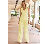 Sosandar Sosandar Linen Blend Longline Waistcoat jaune FR 36 (EU 34)