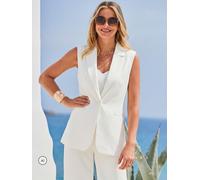 sosandar Sosandar Longline Sleeveless Blazer crème FR 44 (EU 42)