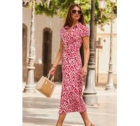 Sosandar Sosandar Mark Twist Detail Collared Midi Dress Rose FR 44 (EU 42)