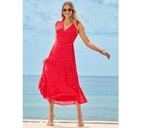 Sosandar Sosandar Metallic Fleck Print Tie Waist Wrap Midaxi Dress rouge FR 38 (EU 36)