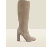 Sosandar Sosandar Natural Blake Suede Zip Knee High Boots
