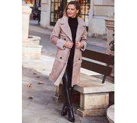 Sosandar Sosandar Natural Faux Suede & Shearling Double Breasted Coat