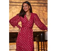 Sosandar Sosandar Pink Metallic Spot Print Belted Wrap Dress Pink EU 36 (UK 8)