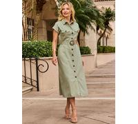 sosandar Sosandar Pocket Front Belted Denim Shirt Dress vert FR 48 (EU 46)