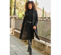 Sosandar Sosandar Premium Longline Wool Mix Coat With Leopard Print Lining Noir FR 50 (EU 48)
