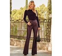 Sosandar Sosandar Red Leather Kick Flare Trousers