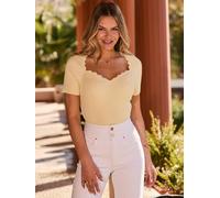 sosandar Sosandar Scallop Edge Ribbed Knitted Top jaune FR 48 (EU 46)