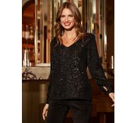 sosandar Sosandar Sequin Blouson Sleeve Top Noir FR 38 (EU 36)
