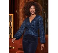 sosandar Sosandar Sequin Knot Front Top bleu FR 40 (EU 38)