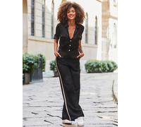 sosandar Sosandar Side Stripe Button Front Jumpsuit Noir FR 36 Regular (EU 34 R)