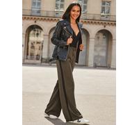 Sosandar Sosandar Side Stripe Wide Leg Trousers vert FR 38 Long (EU 36 L)