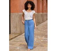 Sosandar Sosandar Soft Denim Drawstring Waist Wide Leg Trousers bleu FR 36 Regular (EU 34 R)