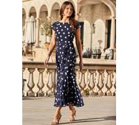 Sosandar Sosandar Spot Print Frill Hem Midaxi Dress bleu FR 40 (EU 38)