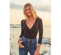 Sosandar Sosandar Stripe Faux Wrap Top Noir FR 38 (EU 36)