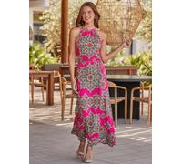 Sosandar Sosandar Wanderlust Print Halter Neck Maxi Dress Rose FR 50 (EU 48)