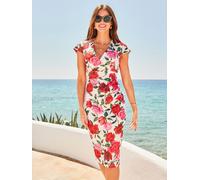 Sosandar Sosandar White Floral Print Sculpting Waistband Dress White EU 36 (UK 8)