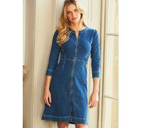 Sosandar Sosandar Zip Front Collarless Denim Dress bleu FR 44 (EU 42)