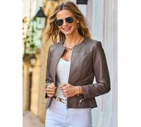 Sosandar Veste en cuir Sosandar col rond zippée sur le devant