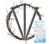 Sosation Lot de 5 couronnes d'épines Comprenant 1 Couronne d'épine de Jésus chrétien de 20,3 cm et 3 Clous Crucifixion avec Carte de Demande de prière pour décoration de Pâques Jésus Christ