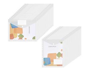 Sosayet Lot 30 Pochettes transparentes en plastique 11 trous Bureau École Maison Blanc Format A4