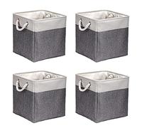 Sosayet Lot de 4 Boîtes de Rangement Pliables en Tissu 30 x 30 x 30 cm - Grand Panier de Rangement pour Armoire, Étagères, Paniers pour Kallax - Vêtements, Jouets, Outils - Gris