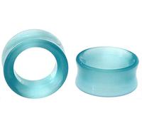 soscene Bouchons d'oreille creux aqua œil de chat double selle, Pierre, Œil de chat