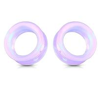 Soscene Bouchons d'oreille en verre creux Lavande opalite, 14mm-9/16 inch, Opalite vert menthe, Pas de gemme