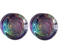 SoScene Bouchons en verre double évasé Sparkle Galaxy, 14mm- 9/16 inch, Verre, Sans pierre précieuse