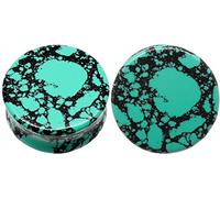 SoScene Paire de bouchons d'oreille en howlite bio vert turquoise/bleu sarcelle, Pierre