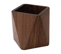 Soseelnee Boîte à crayons en bois de noyer noir, multi-usages, organiseur de bureau en bois, porte-stylos, gobelets, fournitures scolaires (forme prismatique)